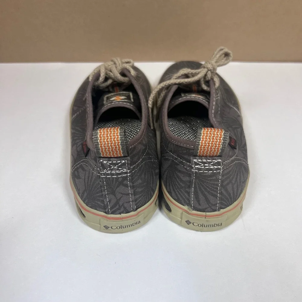 Columbia PFG‎ Mens Boat Shoes Size 8 Gray Palm Print Canvas Sneakers Fish Vented